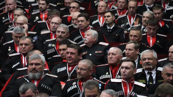 Участники отчетного сбора Кубанского казачьего войска в Краснодаре