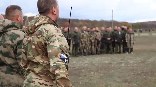 Торжественная церемония отправки казаков-добровольцев для участия в специальной военной операции на территории специального учебного центра Кубань