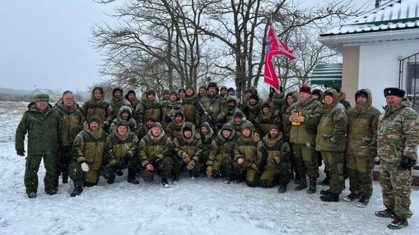 Казаки-добровольцы Кубанского казачьего войска перед отправкой в зону СВО