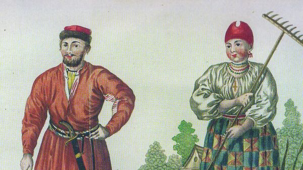 Донской казак в обычной одежде и казачка в повседневной летней одежде, 1787