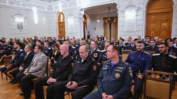 Участники отчетного круга Астраханского окружного казачьего общества