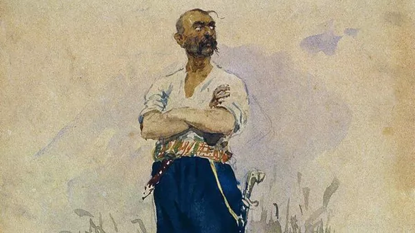 Рисунок И. Е. Репина Запорожец, 1884 г.