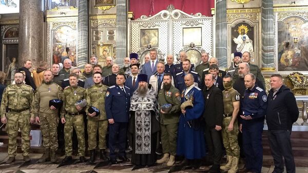Вручение медалей Казачья доблесть в Казанском кафедральном соборе Санкт-Петербурга