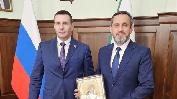 Встреча Атамана Всероссийского казачьего общества Виталия Кузнецова с губернатором Хабаровского края Дмитрием Демешиным