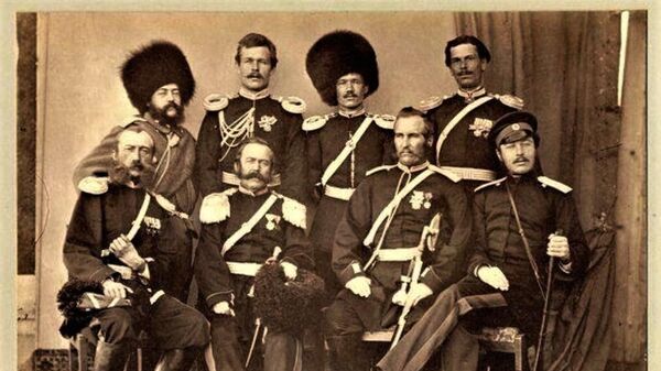 Семиреченская область. Офицеры Семиреченского казачьего войска. Фотография из Этнографического альбома Кульджинского района и Семиреченской области. 1880–1890. Фото Н.А.Крекова Семиреченская область. Офицеры Семиреченского казачьего войска. Фотография из Этнографического альбома Кульджинского района и Семиреченской области. 1880–1890. Фото Н.А.Крекова