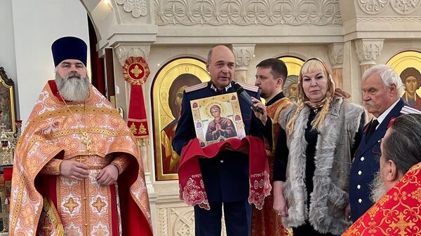 Церемония передачи походной иконы Умягчение злых сердец Центральному казачьему войску