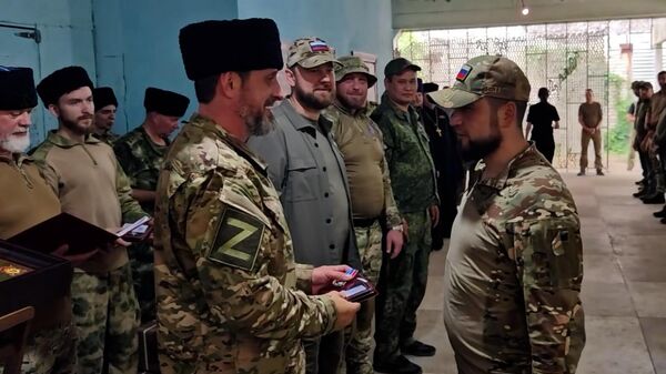 Награждение бойцов казачьей разведывательной бригады Терек