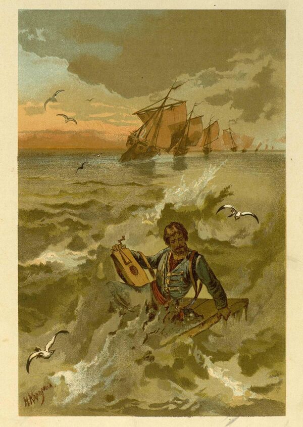 Былинный Садко был умелым гусляром. Но художник Николай Каразин представлял его как раз лирником, или, если на донской манер, рылешником. Иллюстрация из книги Русские богатыри. Санкт-Петербург, 1912 год Былинный Садко был умелым гусляром. Но художник Николай Каразин представлял его как раз лирником, или, если на донской манер, рылешником. Иллюстрация из книги Русские богатыри. Санкт-Петербург, 1912 год