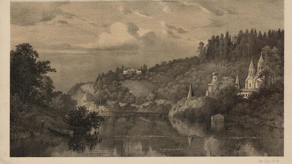 Часть монастыря и дом Потемкиных. Литография. Санкт-Петербург. Середина XIX века Часть монастыря и дом Потемкиных. Литография. Санкт-Петербург. Середина XIX века