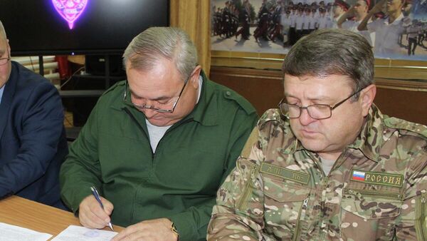 Заключение соглашения о сотрудничестве между Орловским казачьим кадетским корпусом и Московским пограничным институтом ФСБ России