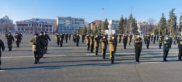 Подготовка казаков Волжского войскового казачьего общества к параду Победы в Москве