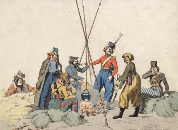 Казачья кухня. Рисунок Финарда Давида Ноэля Дьедонне, XIX век 