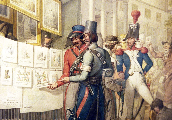 Казаки рассматривают французские карикатуры на самих себя. Георг Опиц, 1814 год