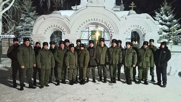 Казаки ОВКО на дежурстве в Рождественскую ночь 