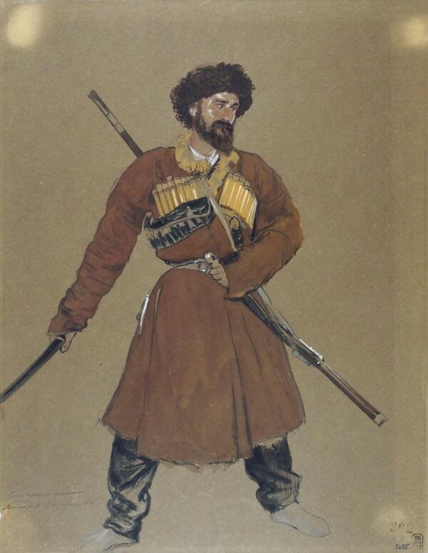 Казак Моздокского полка Золотов. Гагарин Г.Г., 1842