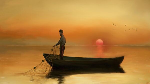 Картина Казак – рыбалка на баркасе