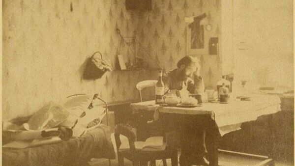 Иван Болдырев. Автопортрет за изобретением смоловидной пленки-пластинки, 1878