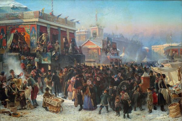 Маковский К.Е. Народное гулянье во время масленицы на Адмиралтейской площади в Петербурге, 1869
