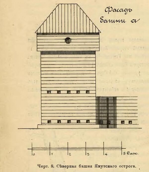 Башня Якутского острога. Остатки Якутского острога и некоторые другие памятники деревянного зодчества в Сибири, Санкт-Петербург, 1907 год 