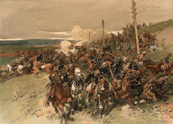 Картина русского художника Николая Самокиша – Бой у Вафангоу