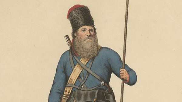 Казак Землянухин. Иллюстрация из книги Дмитрия Ровинского Материалы для русской иконографии, Санкт-Петербург, 1884–1891, 1886 год