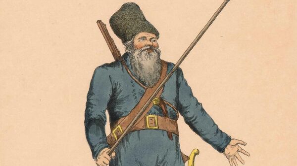 Уильям Хит. Храбрый русский казак Землянухин, каким он предстал в Королевской бирже в среду, 14 апреля 1813 года, последняя четверть XIX века