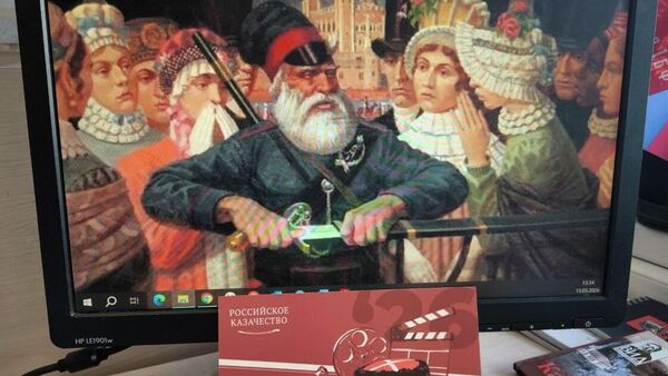 Картина современного белгородского художника Родиона Кузнецова Казак Землянухин в Лондоне в 1813 году – отличные обои для рабочего стола в XXI веке