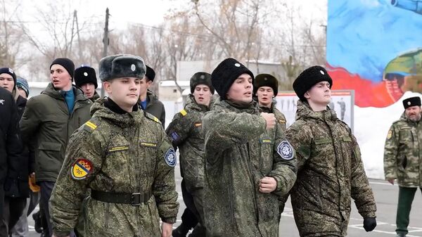 Парадный расчет Оренбургского войскового казачьего общества 