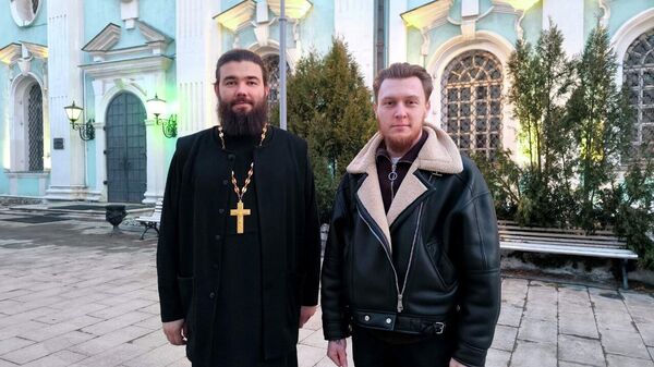 Ответственный секретарь Синодального комитета по взаимодействию с казачеством иерей Тимофей Чайкин и начальник отдела по работе с казачьей молодежью ВсКО Ярослав Прокопишин