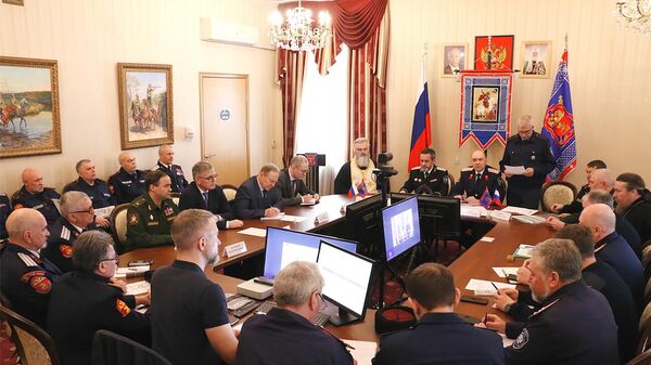 Участники заседания совета атаманов Центрального казачьего войска