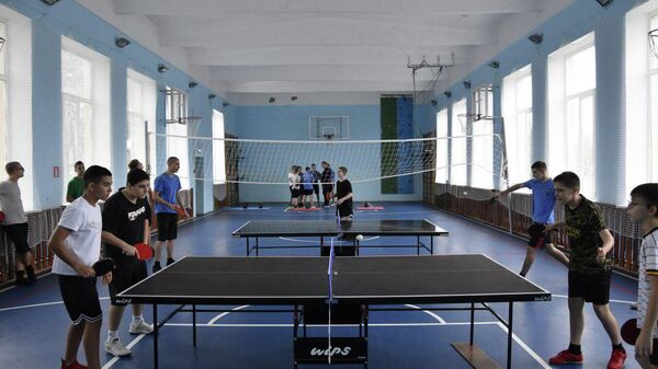 Спортивные занятия в Кропоткинском казачьем кадетском корпусе 