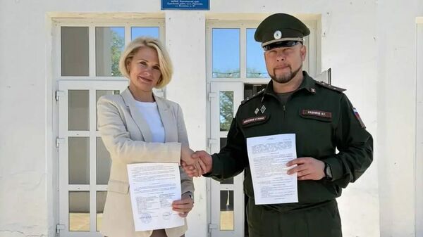 Заключение соглашения о сотрудничестве между Подтесовским казачьим кадетским корпусом и местным Домом культуры