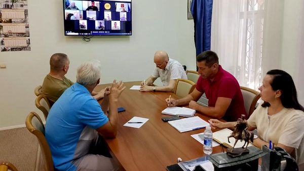 Атаман ОВКО, его заместители и атаманы отделов во время рабочего совещания