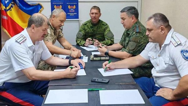 Офицеры штаба ВКО ВВД с рабочей поездкой в Луганском казачьем округе