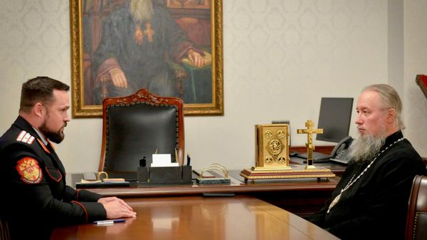 Встреча временно исполняющего обязанности атамана Кубанского войскового казачьего общества Александра Агибалова с митрополитом Кубанским и Екатеринодарским Василием